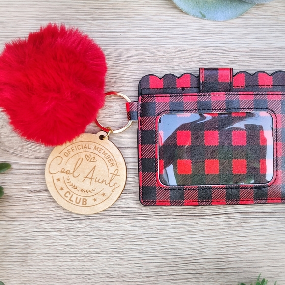 AUNT GIFT!!! Wallet Keychain & Puff with Laser Engraved Charm - Cool Aunts Club - Picture 7 of 10